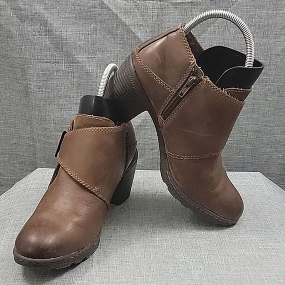Born B.o.c Leather Brown Monk Strap ankle boots, Boho, slip-on, Women's sz 8.5
